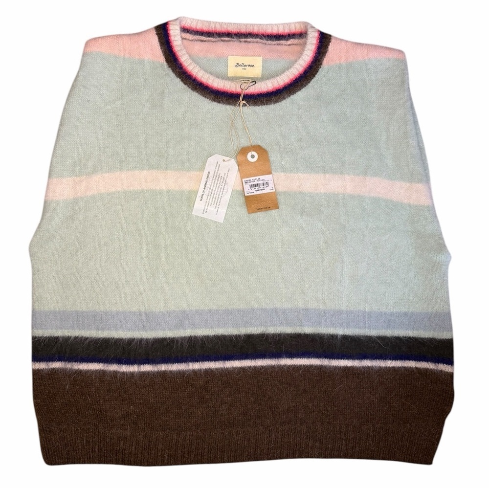 NWT Trendy Bellerose Datum Angora Wool Blend Stripe Oversized Sweater XS